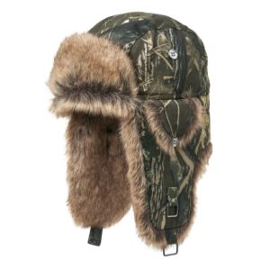 MJM Trapper Hunter 41 faux fur, camo m.grøn-M - Vinterhue, vinterkasket