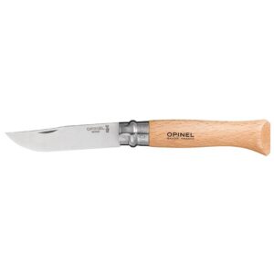 Opinel Foldekniv nr. 9 Orangefrit stål, bøgetræ - Foldeknive