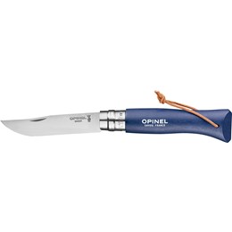 Opinel No 8 Stainless Steel Beech Wood Foldekniv Blå Foldeknive