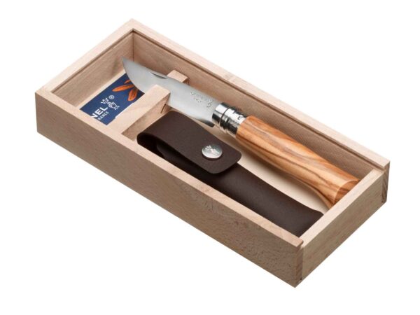 Opinel N°8 SS 8,5 cm. oliven,Gift box
