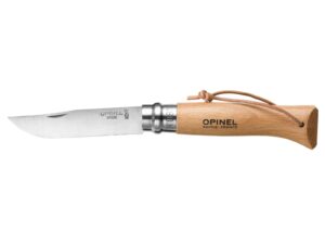 Opinel N°8 stainless 8,5 cm. m. læderstrop Bøg