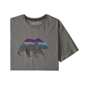 Patagonia Mens Back For Good Organic T-Shirt, Noble Grey / Bear