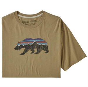 Patagonia Mens Fitz Roy Bear Organic T-Shirt, Classic Tan