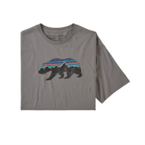 Patagonia Mens Fitz Roy Bear Organic T-Shirt, Feather Grey