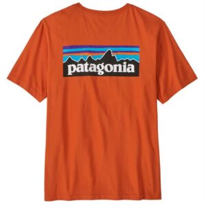 Patagonia Mens P-6 Logo T-Shirt, Coal Orange