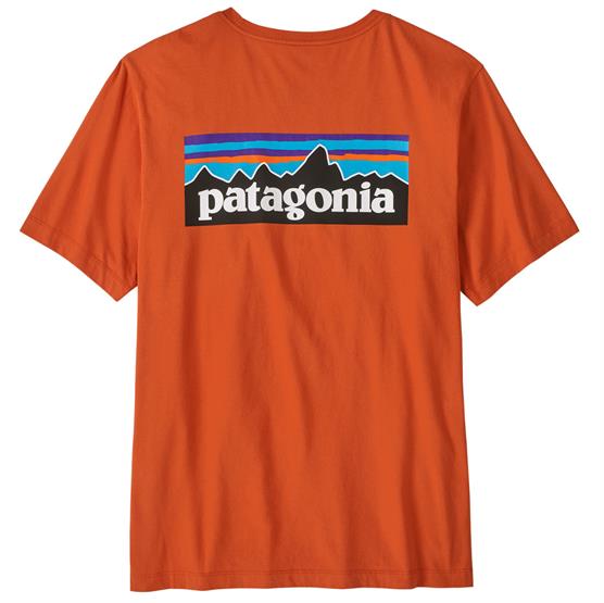 Patagonia Mens P-6 Logo T-Shirt, Coal Orange