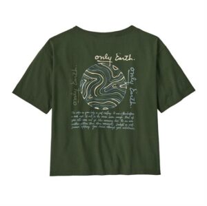Patagonia Womens CTA Easy Cut Organic T-Shirt, Earth Currents / Torrey Pine Green