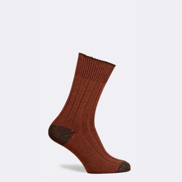 Pennine Dartmoor Boot Socks, merino, mocha/rust - M (40-42)