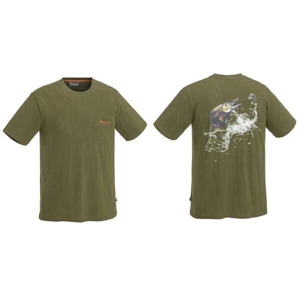 PineBrun Fishing T-Shirt "gedde", Grøn - T-Shirt, Polo-shirt