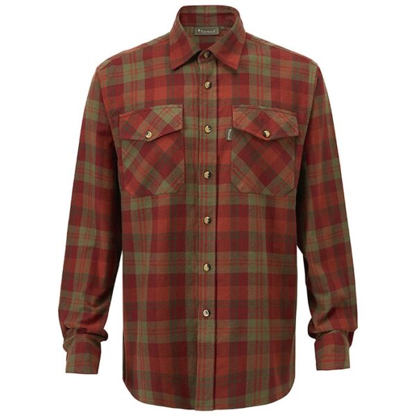 PineBrun Härjedalen Shirt Herre / Mænd, terracotta/Grøn-2XL - Skjorter