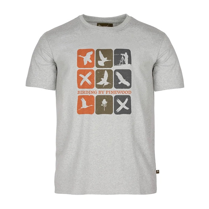 Pinewood Birding T-shirt Herre / Mænd, l. grey-2XL - T-Shirt, Polo-shirt
