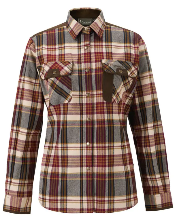 Pinewood Prestwick Skjorte W Bordeaux/Beige M