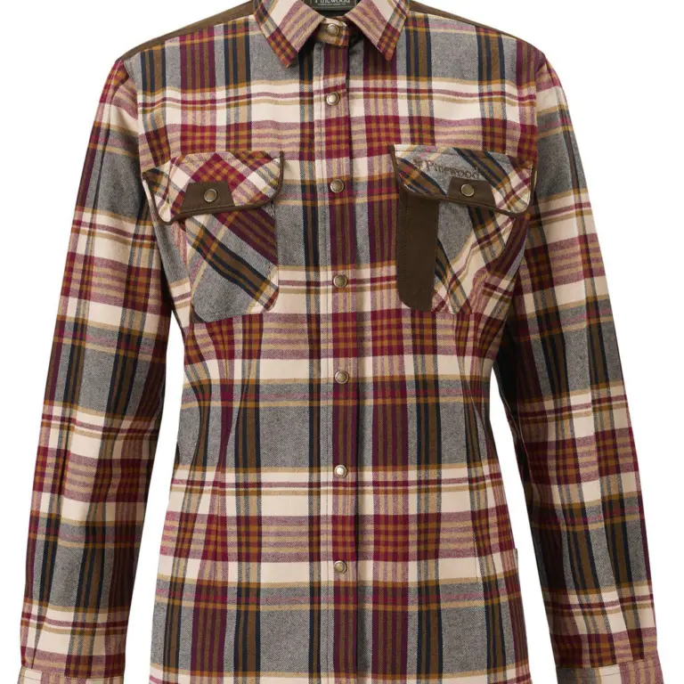 Pinewood Prestwick Skjorte W Bordeaux/Beige XXL