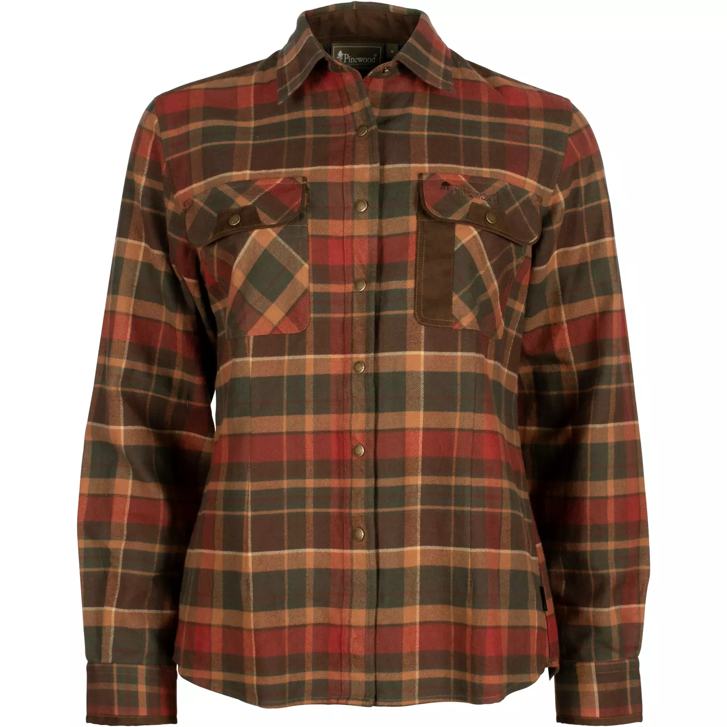 Pinewood Prestwick Skjorte W Dark Green/Terracotta S