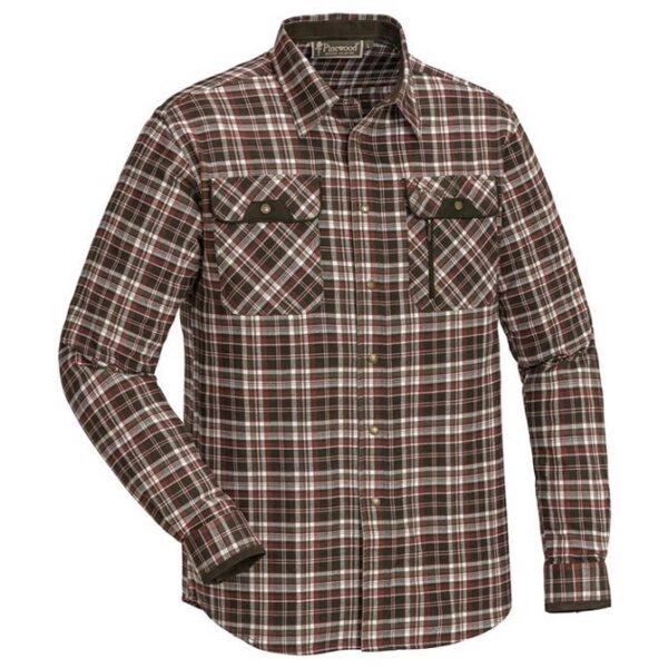 Pinewood Prestwick flannelskjorte, white/bown-XL - Skjorter