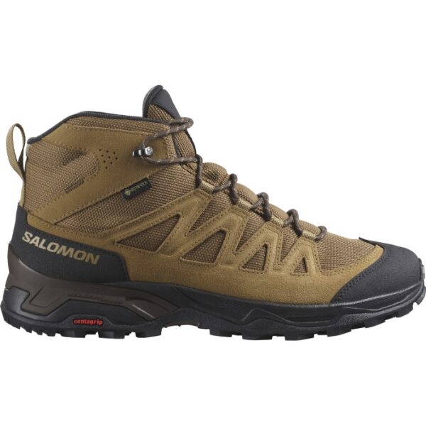 Salomon X Ward Leather Mid GTX Herre / Mænd, kang/Sort/dull-42 / UK 8 - Vandrestøvler