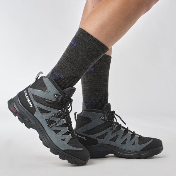 Salomon X Ward Leather Mid GTX Kvinder / Damer, Blå/Sort-38 / UK 5 - Vandrestøvler