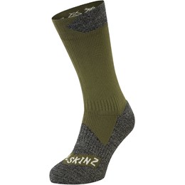 SealSkinz Raynham WP All Weather Mid Length Sock Unisex L Grå/Grøn Vandresokker