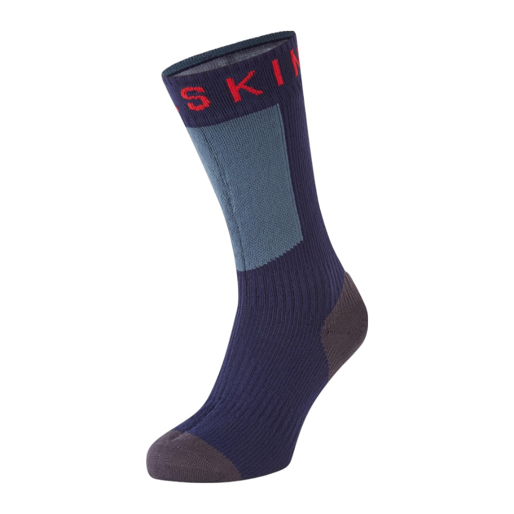 Sealskinz Scoulton Lette vandtætte sokker med Hydrostop - S - Navy Blue/Grey/Red