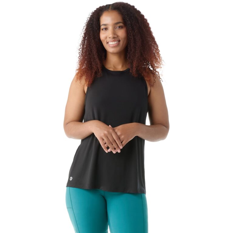 SmartWool Active Ultralite High Neck Tank Dame L Sort Øvrige toppe