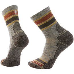 SmartWool Hike Light Cushion Striped Mid Crew Sock Unisex XL Grå/Brun Vandresokker