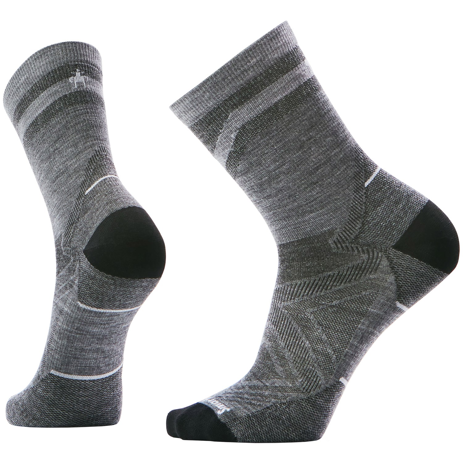 SmartWool Run Zero Cushion Mid Crew Pattern Sokker L Grå Vandresokker