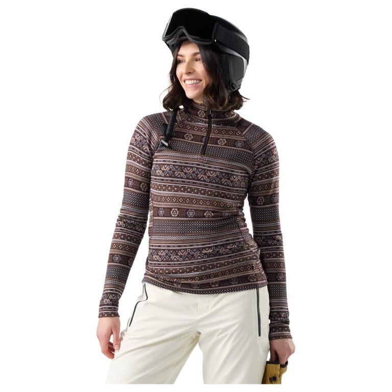 SmartWool Thermal Merino Base Layer 1/4 Zip Dame S Mocha Fair Isle Fun Undertrøjer