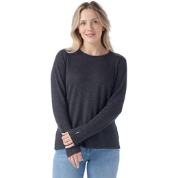 SmartWool Thermal Merino Rib Crew Dame L Grå/Sort Trøjer & sweaters
