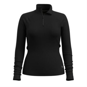 Smartwool Womens Classic Thermal Merino Base Layer 1/4 Zip, Black