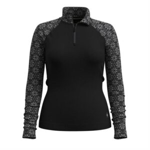 Smartwool Womens Thermal Merino Base Layer 1/4 zip, Black Digi