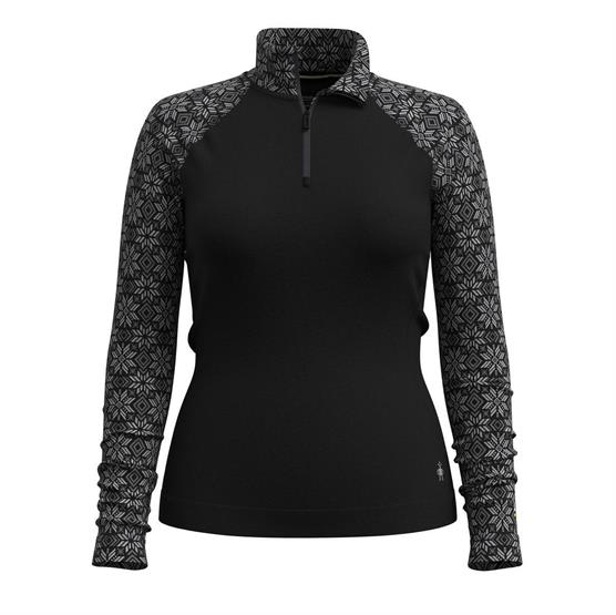 Smartwool Womens Thermal Merino Base Layer 1/4 zip, Black Digi