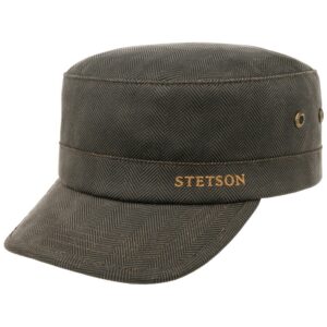 Stetson Army Cap Herringbone Vintage, brun-S - Sixpence
