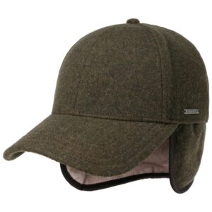 Stetson Cap Wool/Cashmere m/øreklapper, mørkegrøn-L - Baseball cap, kasket
