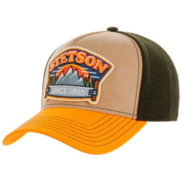 Stetson Trucker Cap Hacksaw Cotton, Orange/Grøn - Baseball cap, kasket