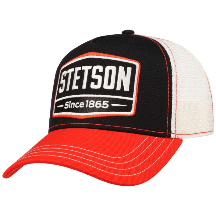 Stetson Trucker Cap "Stetson since 1865", black/white/red - Baseball cap, kasket