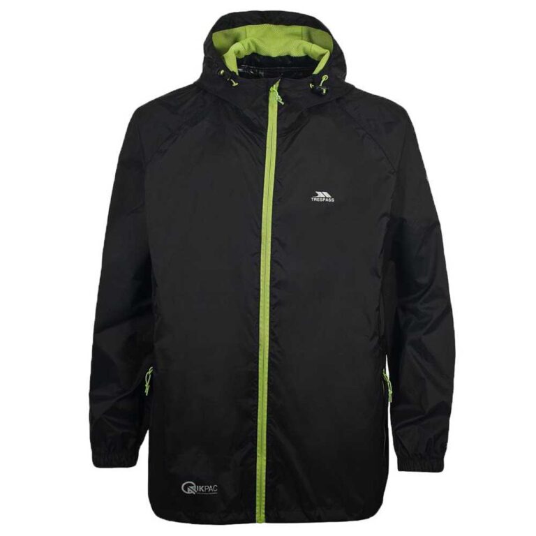 Trespass Qikpac Regnjakke Black/Green S