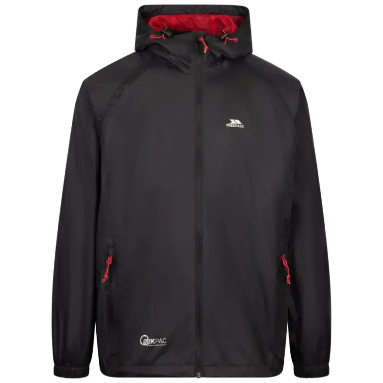 Trespass Qikpac Regnjakke Black/Red L