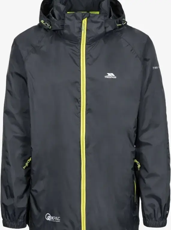Trespass Qikpac Regnjakke Black/Yellow XXXL