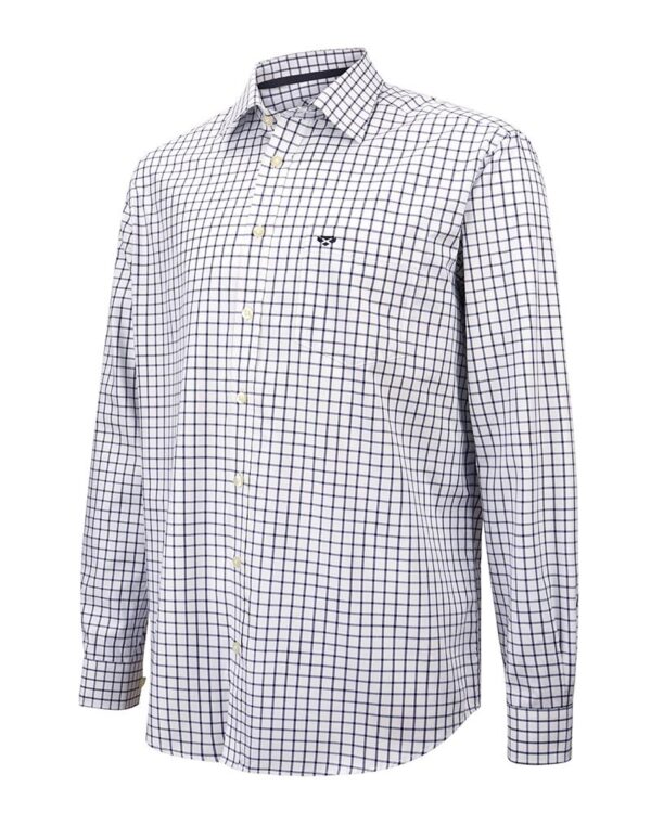 Turnberry twill skjorte, hvid/marineblå tern - S