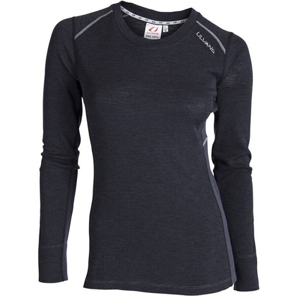Ulvang Rav 100% round neck woman, Sort/granite-L - Undertøj