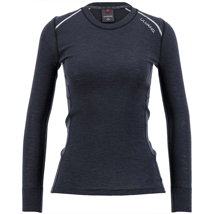 Ulvang Warm Rav 100% Round Neck Women, black/granit-L